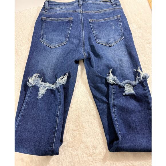 Risen Button fly Jeans Waist 29 Size 9 Distressed Raw Hem Pre-loved Excellent - Picture 2 of 7